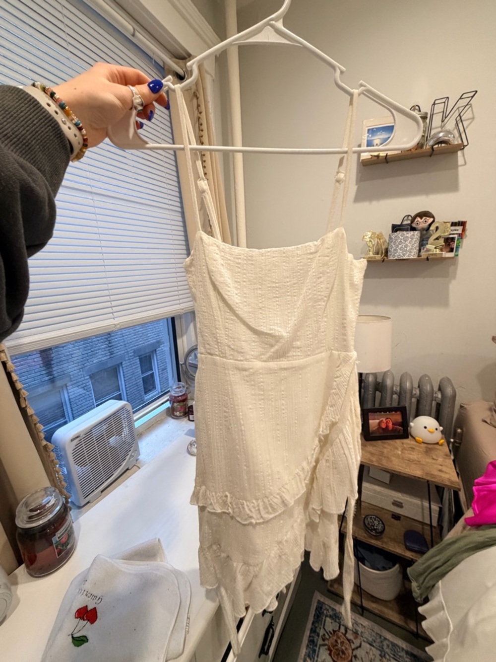 Princess Polly White Ruffle Spaghetti Strap Mini Dress
